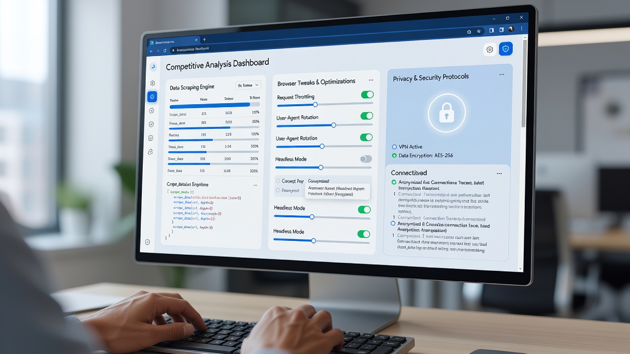 Privacy settings dashboard in a browser used for secure data collection