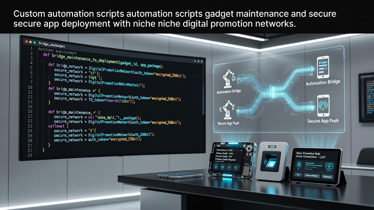 Custom automation scripts connecting device maintenance routines with secure application rollout processes in specialized digital promotion environments