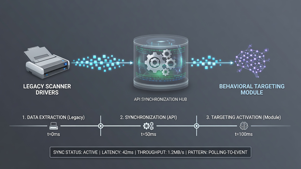 Behavioral targeting dashboard showing synchronized data from artisan scanner inputs
