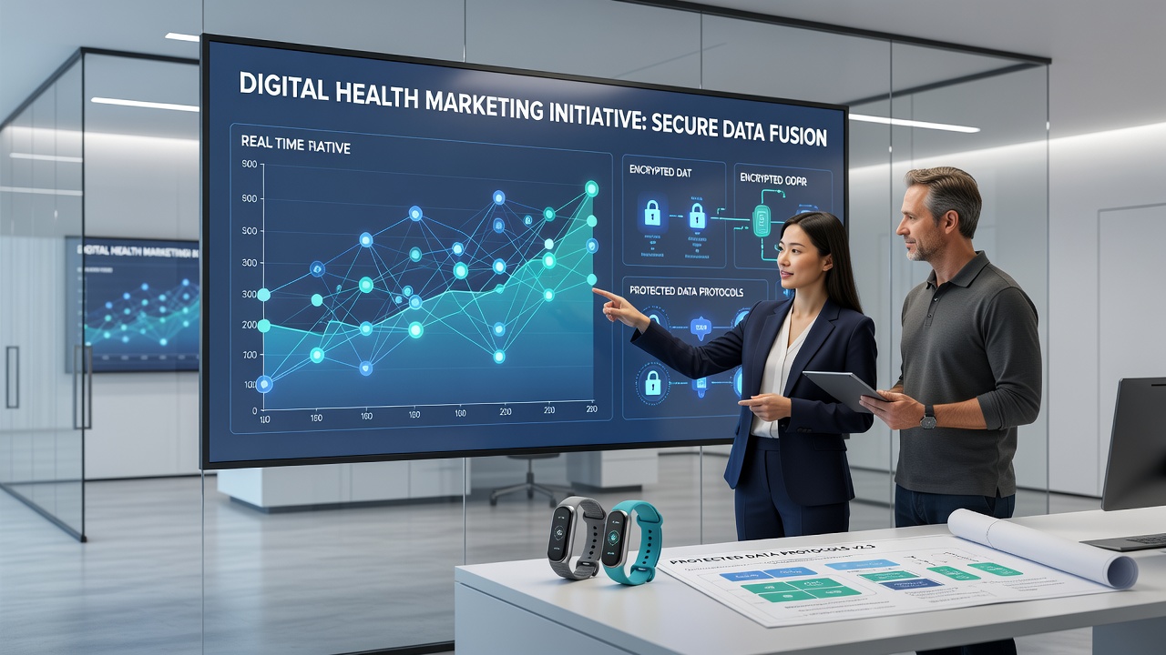Secure database dashboard displaying aggregated fitness metrics used for marketing segmentation